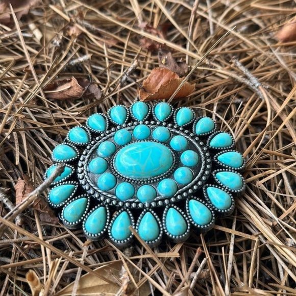 Turquoise Concho Belt Buckle - Picture 3 of 6